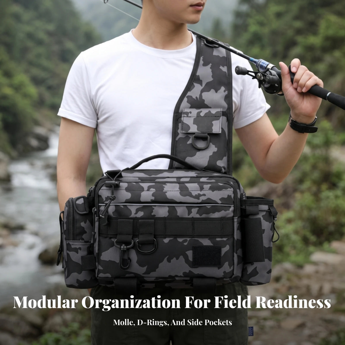 Fishing Waist Bag – Heavy-Duty Tackle Sling Pack Organizer Fishing Sling Pack PLUSH
