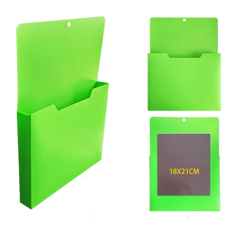 Magnetic Wall Mounted File Box & Document Organizer Rack Wall File Organizer PLUSH Green