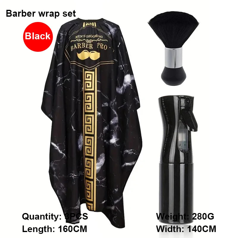 Professional Haircutting Kit – Cape, Apron & Neck Duster Brush Barber Haircutting Kit PLUSH W284-3pcs-A