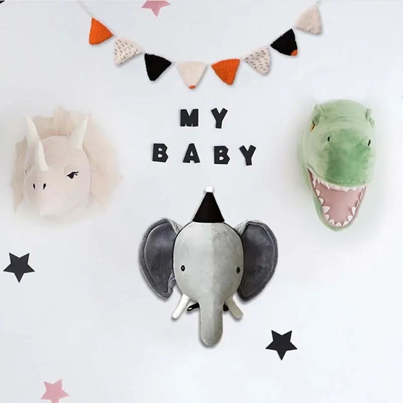 Plush Animal Head Wall Mount – Nursery & Kids Room Decor Plush Wall Mount PLUSH