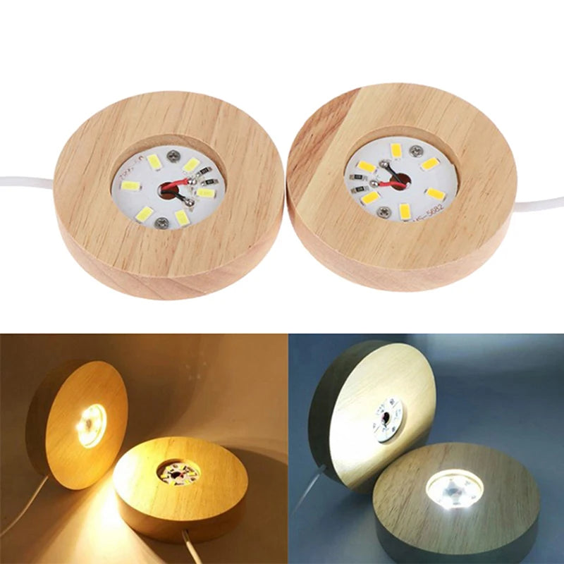 Wooden LED Light Display Base for Crystal Ball & Décor LED Display Base PLUSH