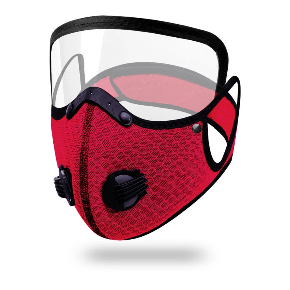Cycling Protective Mask Detachable Shield Lens & Carbon Filter Cycling Protective Mask PLUSH Red