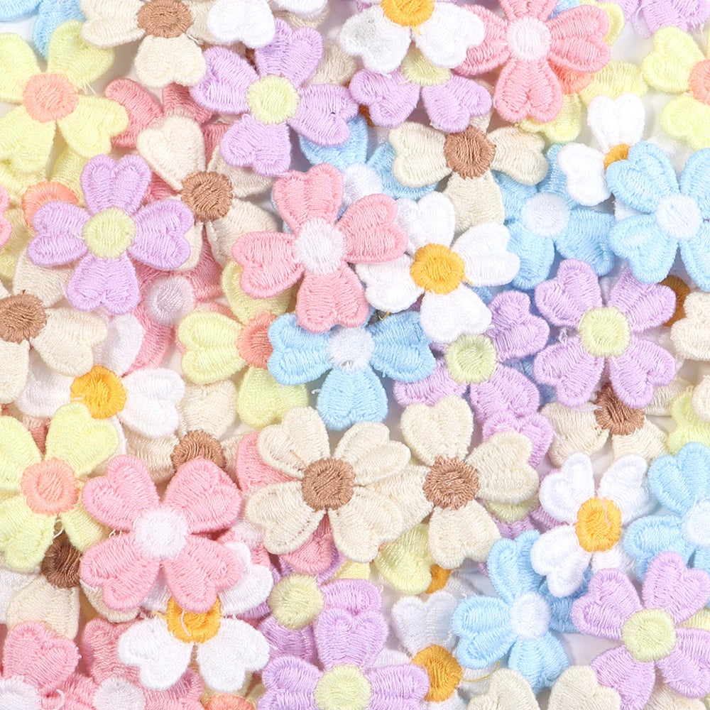 20pcs Flower Embroidered Sew-On Patches – Multicolor Appliques Embroidered Sew-On Patches PLUSH