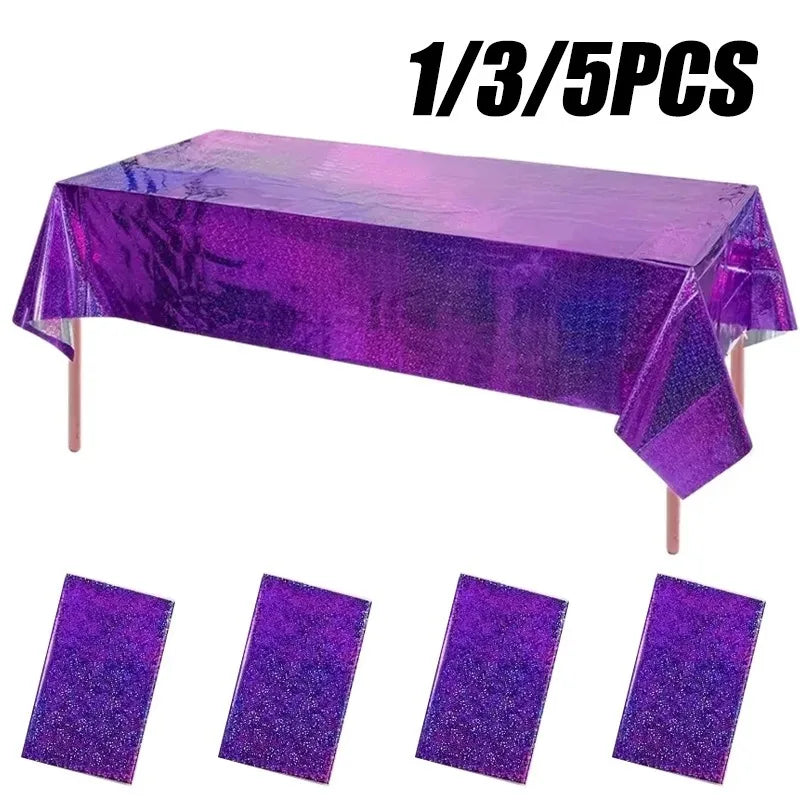 Purple Laser Tablecloth 137x274cm – Disposable Party Table Cover Disposable Tablecloth PLUSH