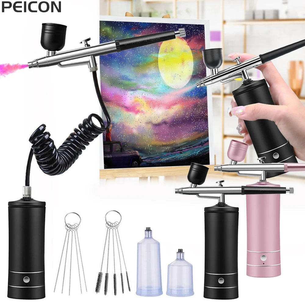 Wireless Portable Airbrush Kit with Compressor – 0.3mm Spray Portable Airbrush Kit PLUSH