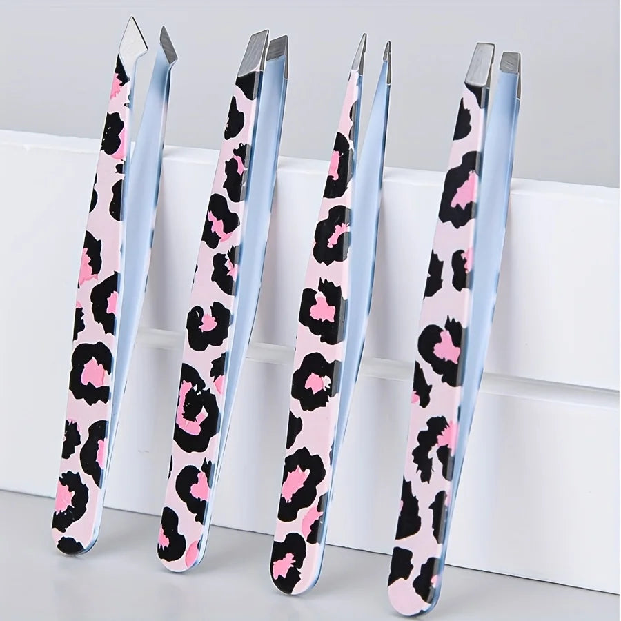 Stainless Steel Eyebrow Tweezers Set 4 Pcs | Precision Kit Eyebrow Tweezers Set PLUSH