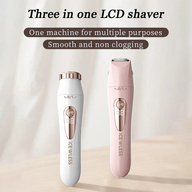 Women's 3-in-1 Electric Shaver USB Rechargeable LCD Display Women's Electric Shaver PLUSH