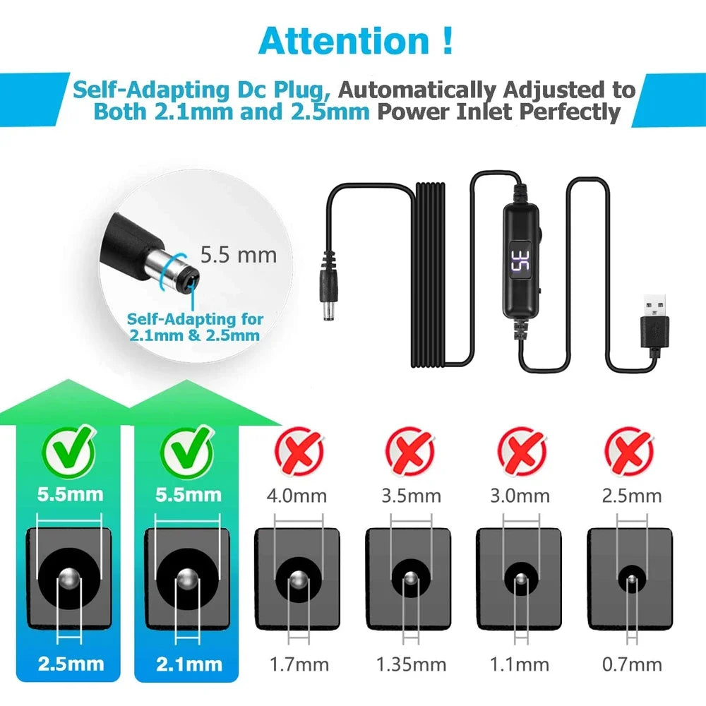 LED USB Power Cord for Nail Drill – Adjustable Speed & Direction Nail Drill Accessory PLUSH