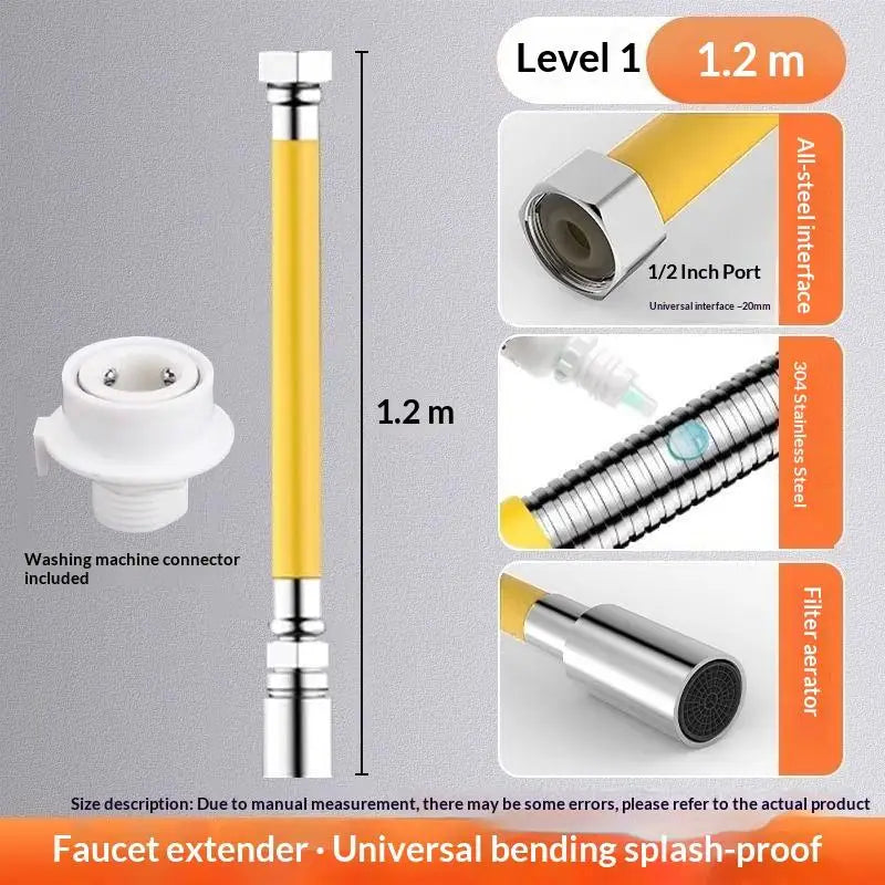 Stainless Steel Faucet Extender Tube – 360° Flexible, 6 Sizes Faucet Extender Tube PLUSH A5