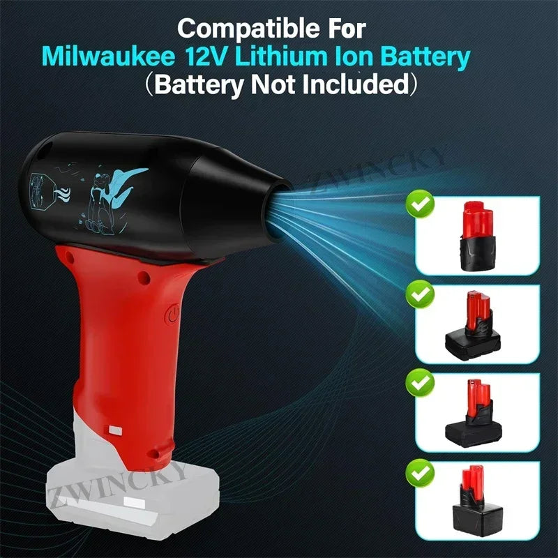 ZWINCKY 12V Turbo Jet Blower Fan for Milwaukee M12 Battery Cordless Blower Fan PLUSH