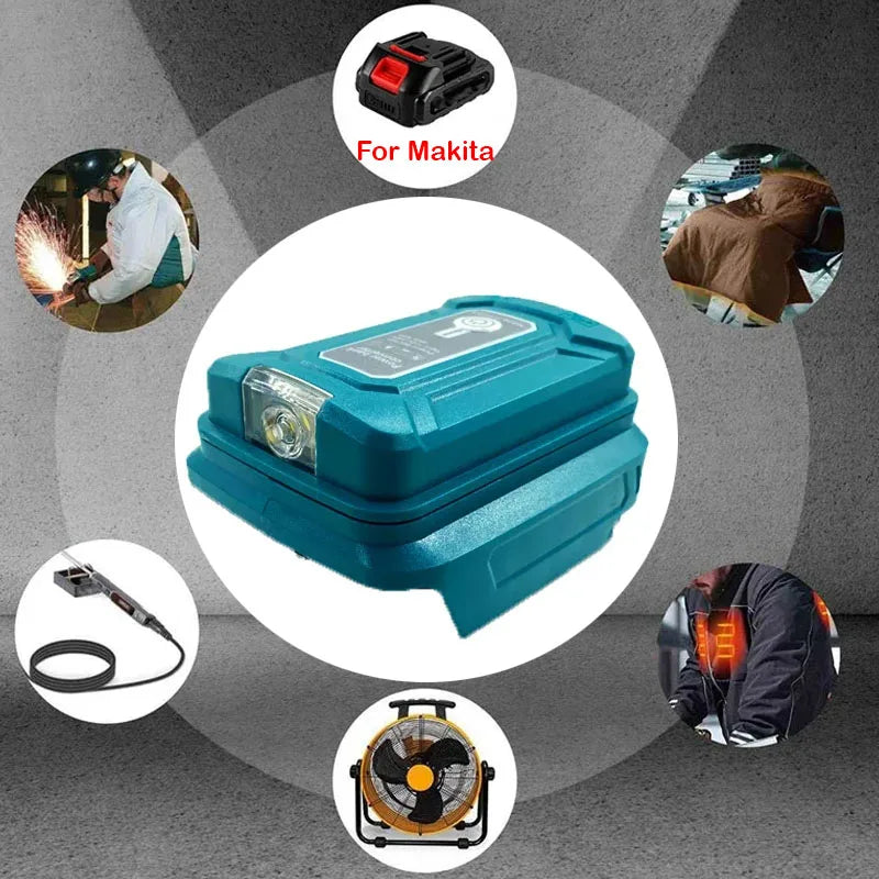 Makita DeWalt 18V Battery USB Adapter with LED Flashlight Battery USB Adapter PLUSH