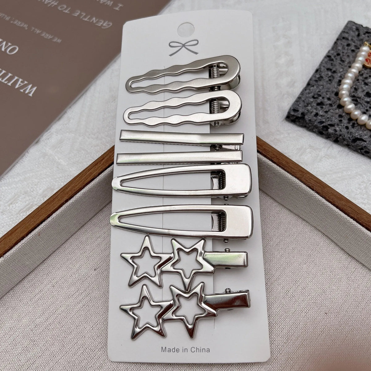 8pcs Metal Silver Geometric Hair Clips – Korean Barrettes Hair Clips Barrettes PLUSH B-344 F