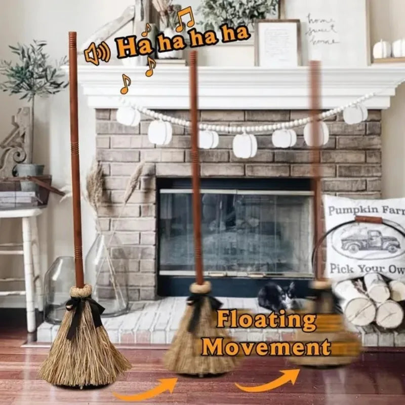 Halloween Flying Witch Broom Motion Sensor Dancing Yard Decor Halloween Yard Decoration PLUSH