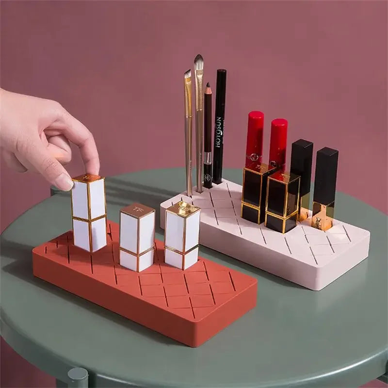 Silicone Lipstick & Makeup Brush Desktop Organizer Rack Makeup Organizer PLUSH