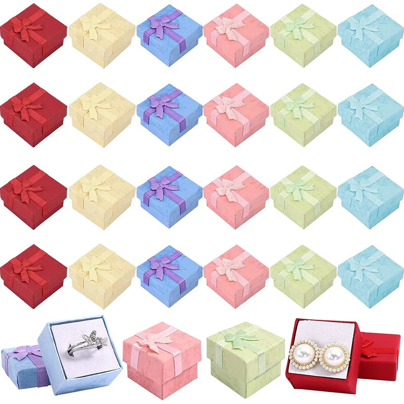 Multicolor Jewelry Gift Boxes with Bowknot 12/24 Pack Jewelry Gift Box PLUSH