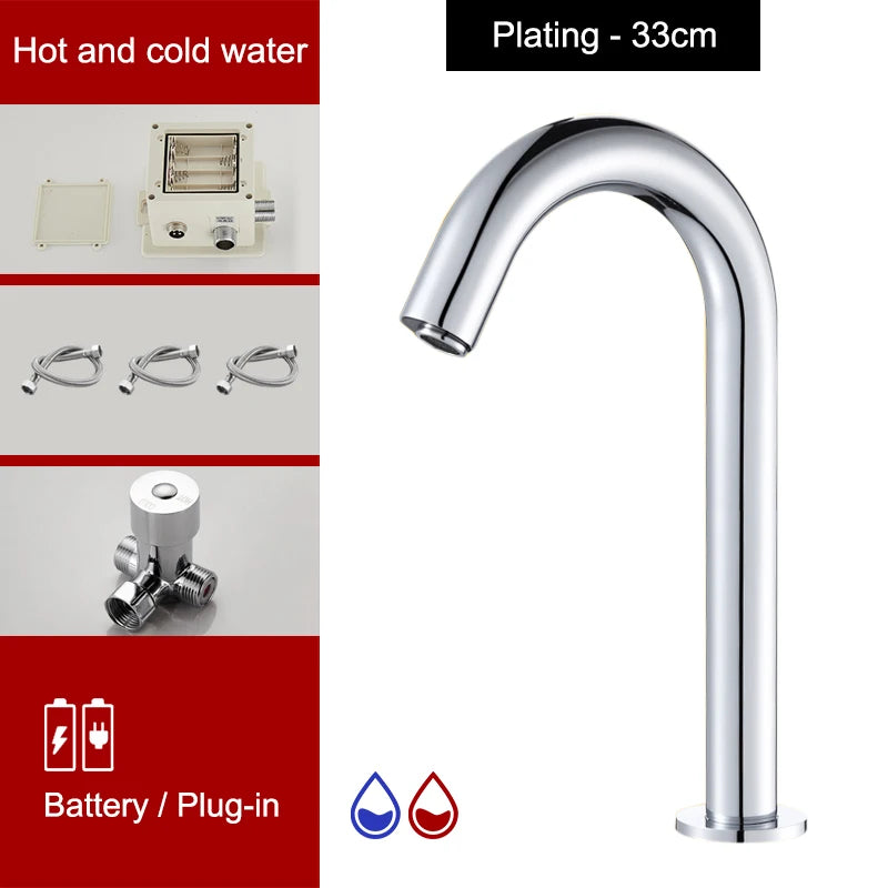 Touchless Sensor Basin Faucet Brass Single Hole Hot & Cold ELS83 Sensor Basin Faucet PLUSH Chrome tall hot cold G1/2