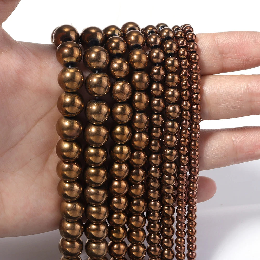 Electroplated Red Copper Hematite Spacer Beads 4–10mm DIY Jewelry Hematite Spacer Beads PLUSH