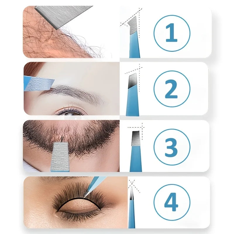Ouriner 4-Piece Stainless Steel Eyebrow Tweezer Set Eyebrow Tweezer Set PLUSH
