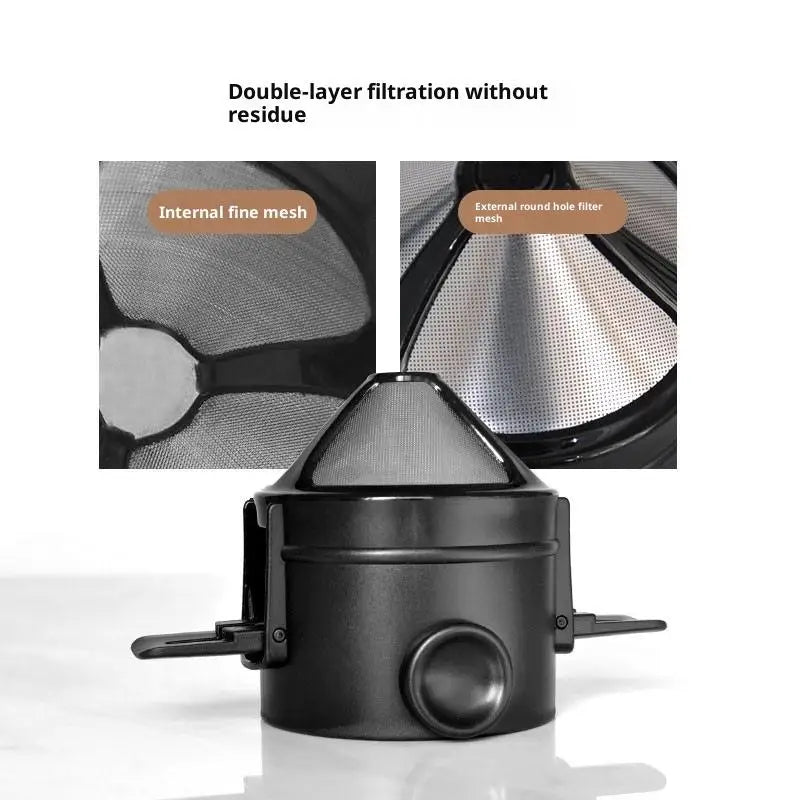 Foldable Titanium Coffee Dripper – Reusable Dual Mesh Filter Coffee Dripper PLUSH