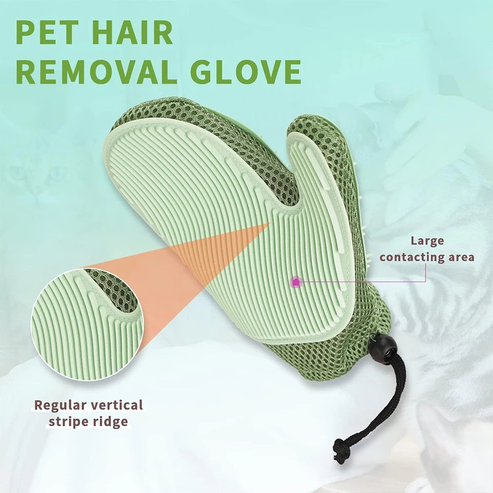 Double Sided Pet Grooming Glove – Dog & Cat Deshedding Pet Grooming Glove PLUSH