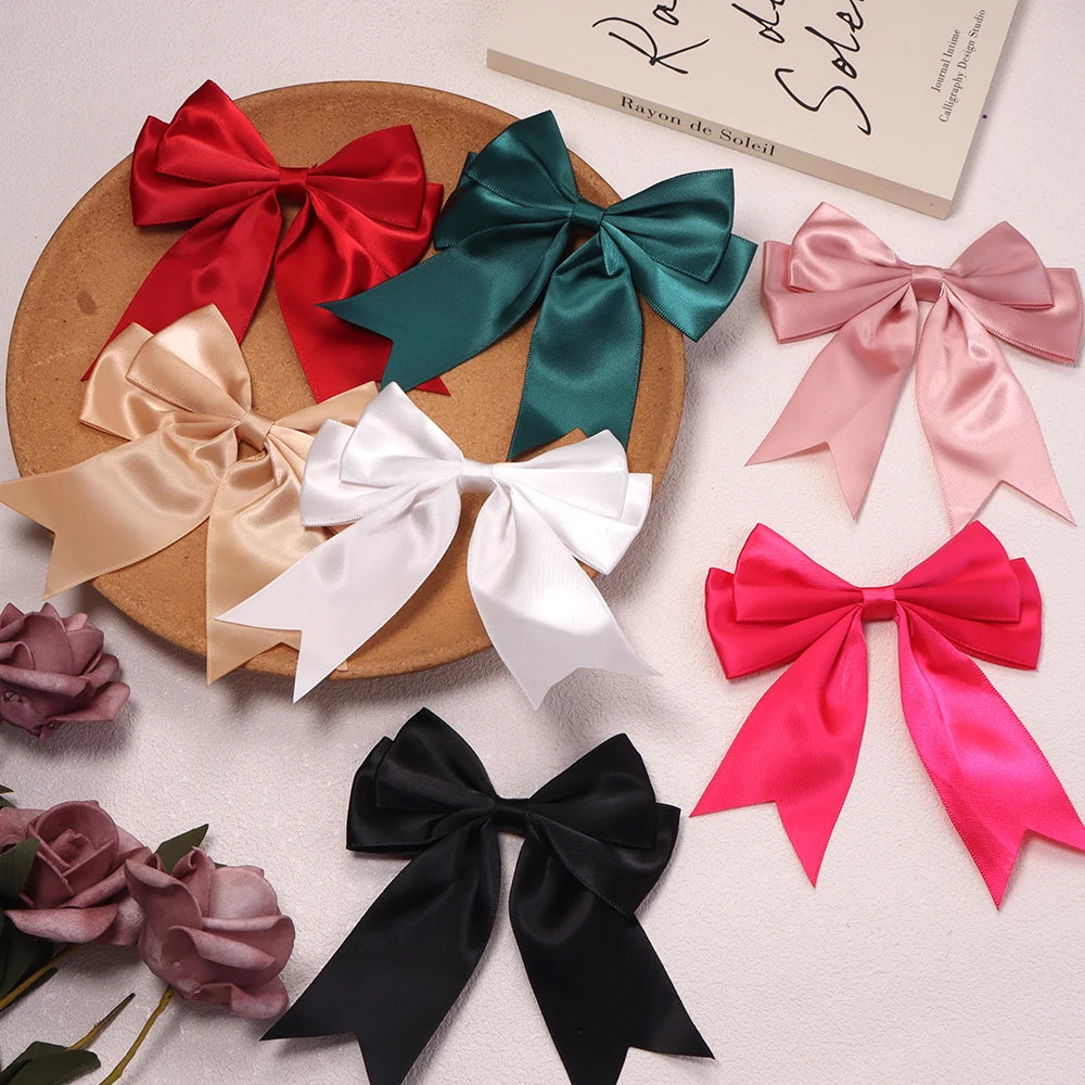 5pcs Double Layer Satin Swallowtail Bows – DIY Hair & Jewelry Ribbon Bow Findings PLUSH mixed