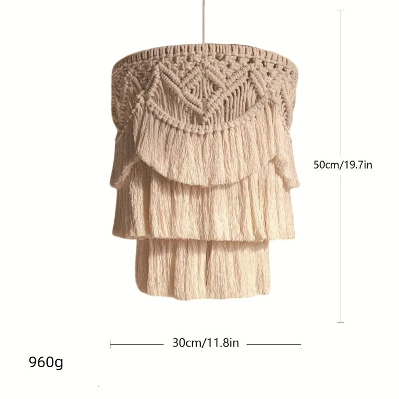 Boho Handwoven Cotton Pendant Lampshade | Nordic Home Decor Pendant Lampshade PLUSH