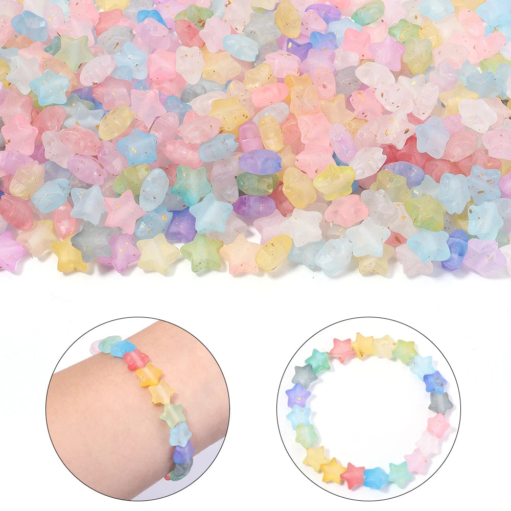 200pcs Acrylic Star Spacer Beads 9x10mm – DIY Jewelry Making Acrylic Spacer Beads PLUSH