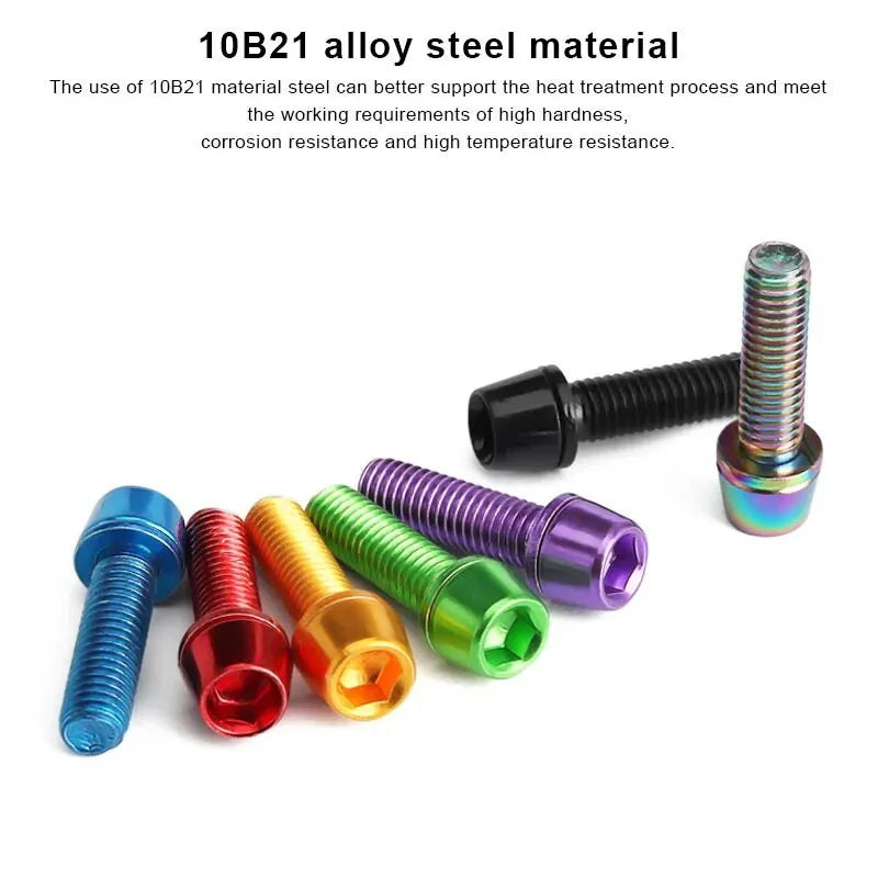 M5 18mm Titanium Plated Bike Handlebar Screws 6pc Set Bike Handlebar Screws PLUSH