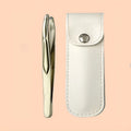 Ouriner Round Tip Tweezers for Brows & Beard with Case Eyebrow Tweezers PLUSH Gold with bag