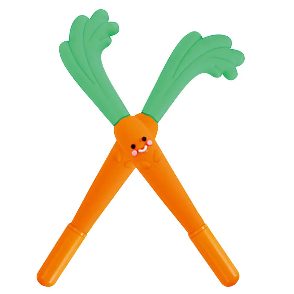 Carrot Gel Ink Pens 2-Pack – Cute Cartoon Silicone Writing Pens Novelty Gel Pens PLUSH