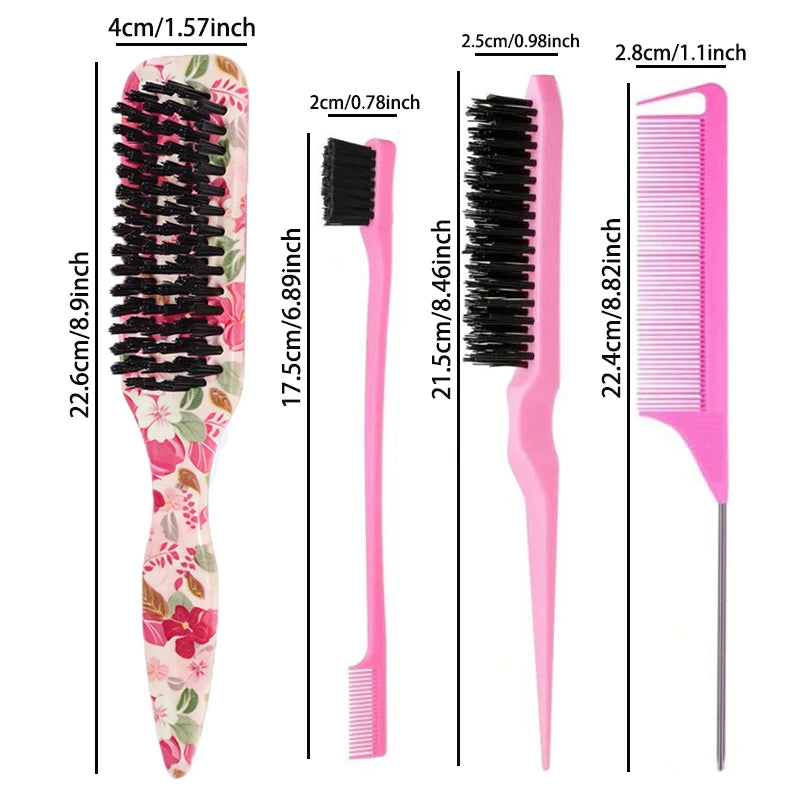 Floral Back Comb Brush for Ponytails, Flyaways & Fine Hair Hair Comb Brush PLUSH