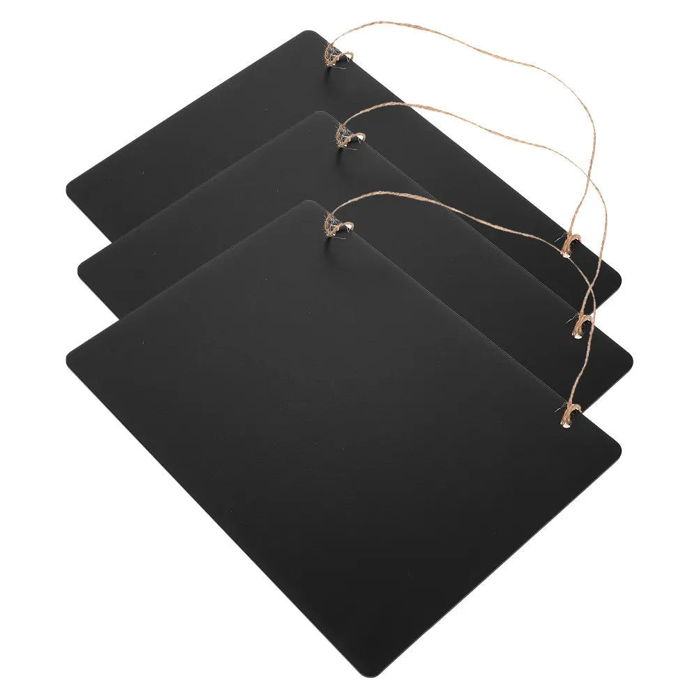 3-Pack Double-Sided Wooden Chalkboard Signs with Jute Rope Chalkboard Wall Sign PLUSH