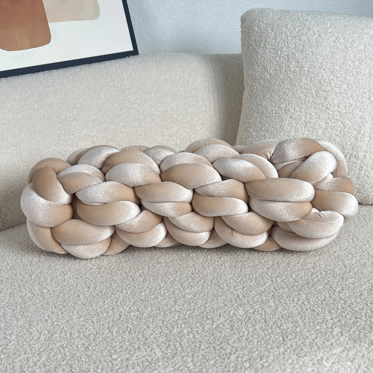 Woven Twisted Bolster Pillow – Modern Minimalist Décor Decorative Bolster Pillow PLUSH Khaki