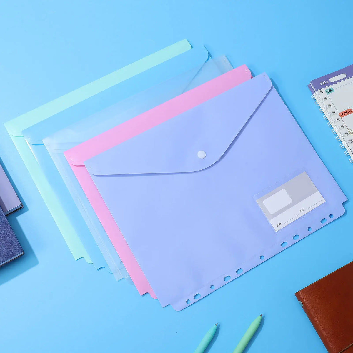10pcs Waterproof A4 Plastic File Envelopes – Document Organizer Document File Envelopes PLUSH