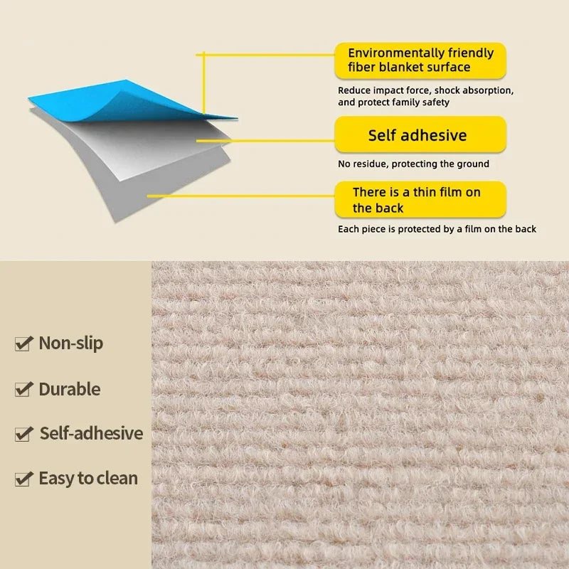 50pcs Peel & Stick Carpet Tiles 30x30cm – DIY Floor Mats Peel & Stick Carpet Tiles PLUSH