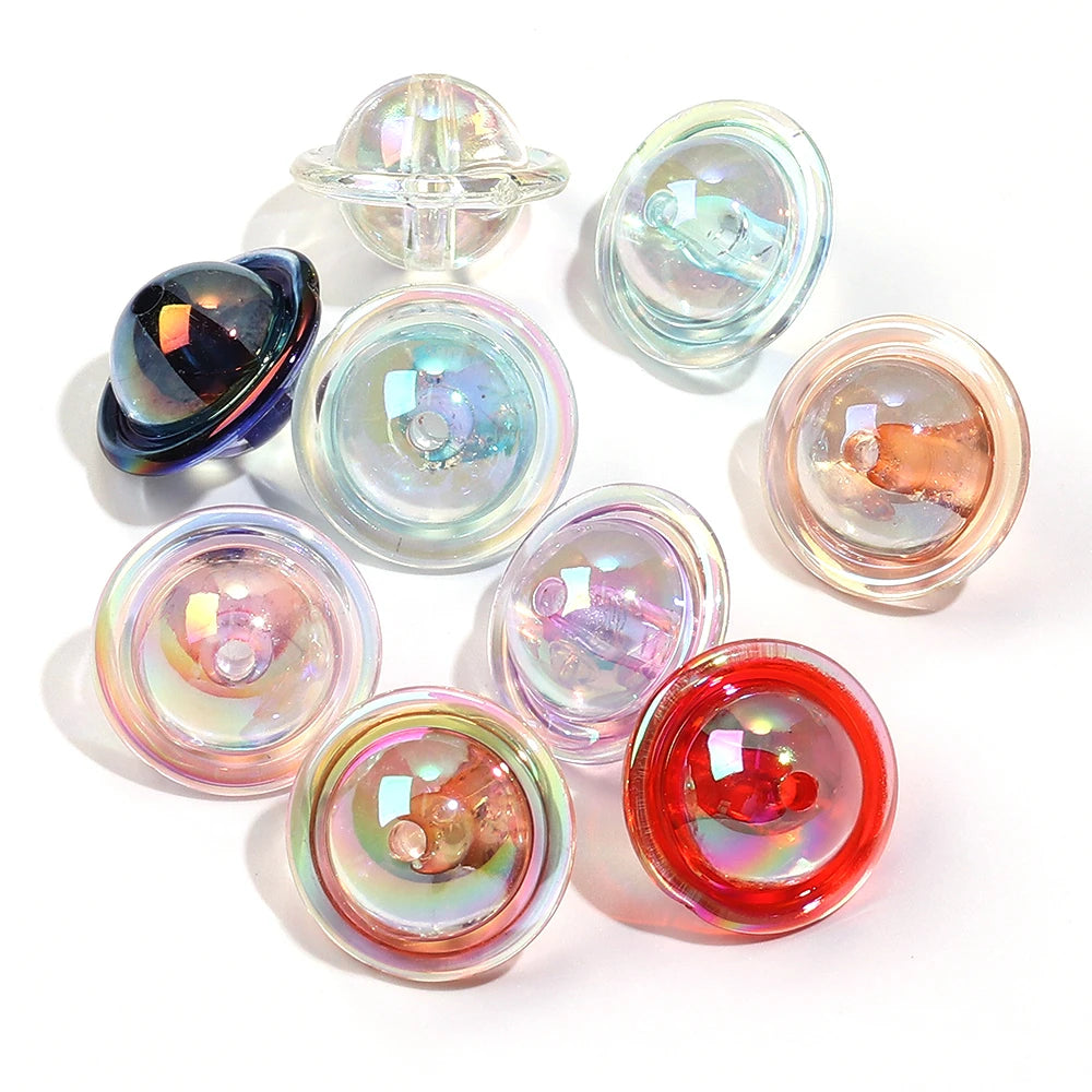 UFO Shape Color Plated Acrylic Spacer Beads 10pcs – DIY Jewelry Acrylic Spacer Beads PLUSH mixed