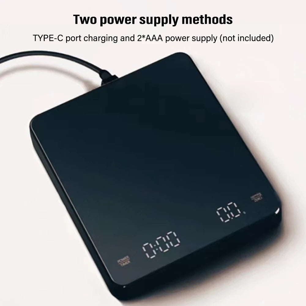 USB Rechargeable Digital Coffee Scale with Timer | 0.1g LED Digital Coffee Scale PLUSH