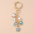 Pearl Shell Starfish Keychain – Enamel Love Heart Key Ring Fashion Keychain PLUSH Blue