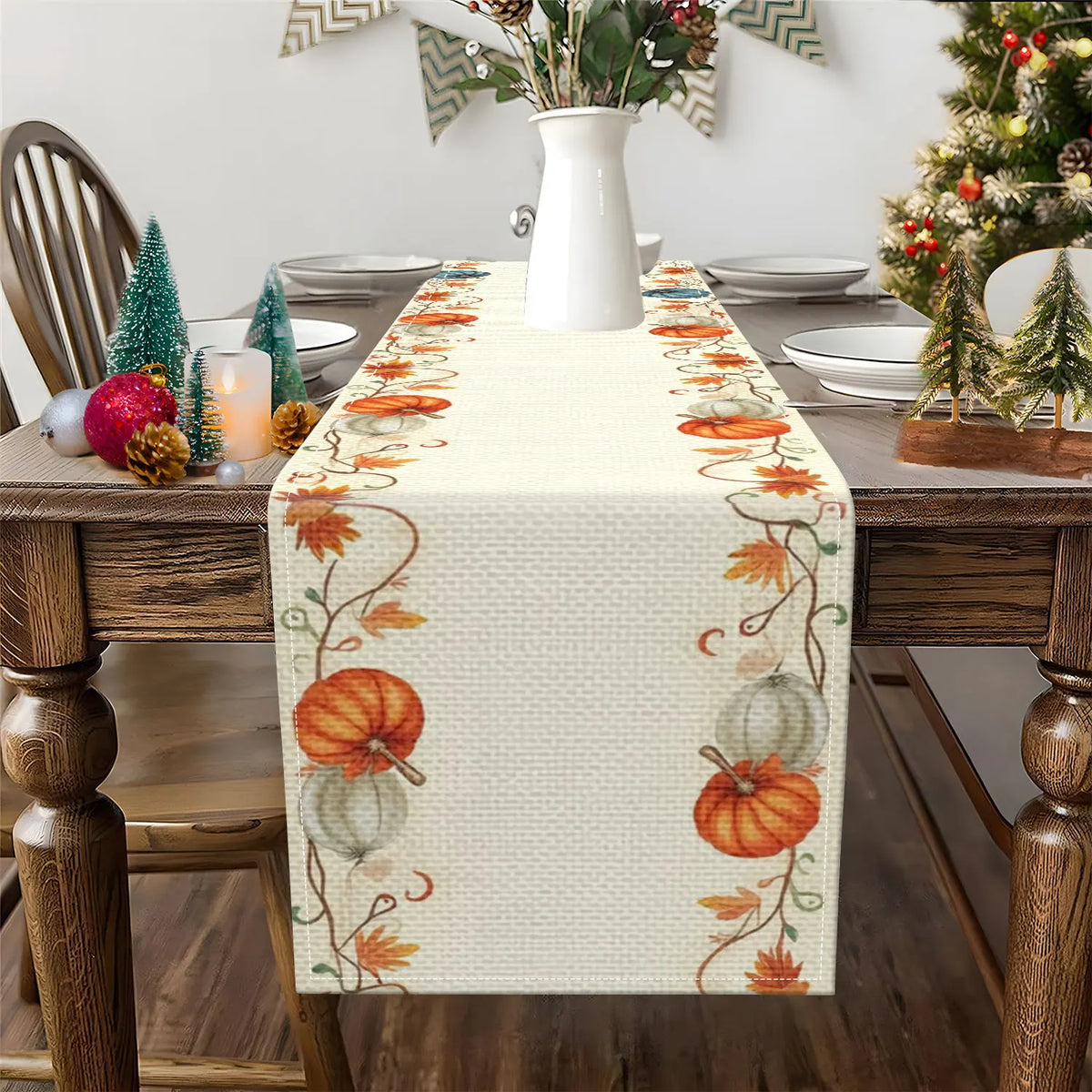 Autumn Pumpkin Table Runner – Fall & Thanksgiving Decor Table Runner PLUSH