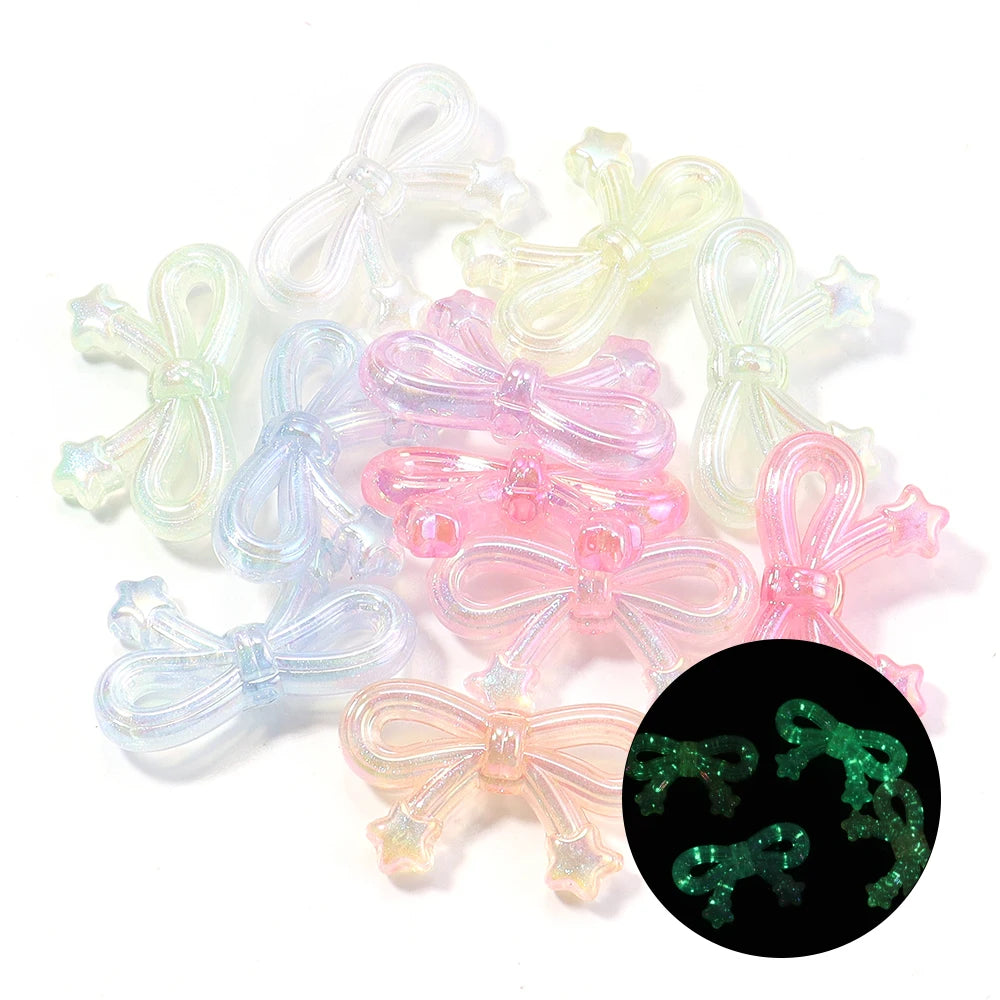 10pcs Colorful Bow Acrylic Spacer Beads – DIY Jewelry Charms Acrylic Spacer Beads PLUSH color 05