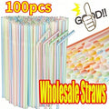 100pcs Multicolor Drinking Straws – Party, Wedding & Daily Use Drinking Straws PLUSH mixed color 100pcs-p