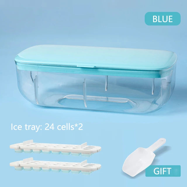 2-in-1 Silicone Ice Cube Tray with Lid & Storage Box Ice Cube Tray PLUSH 2 Ice Cube Tray Set