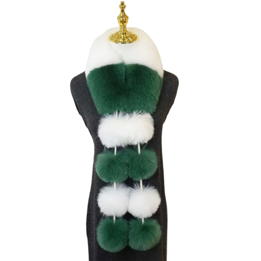 Women's Faux Plush Christmas Scarf with Pom-Pom | Warm & Cozy Faux Plush Scarf PLUSH Style-3