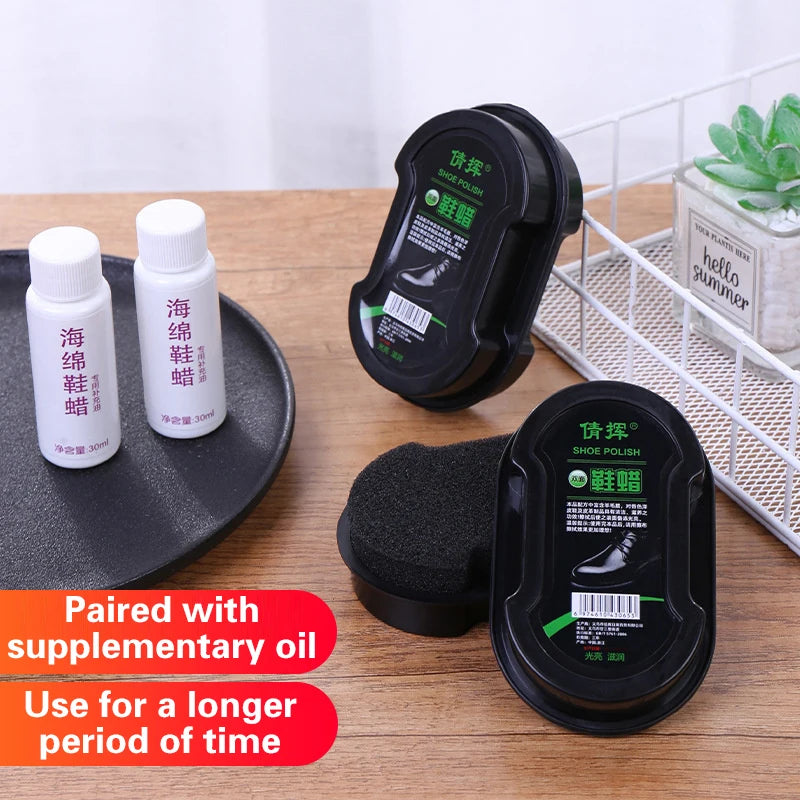 Double-Sided Shoe Polish Wax Sponge Brush – Leather Care Shoe Care Brush PLUSH