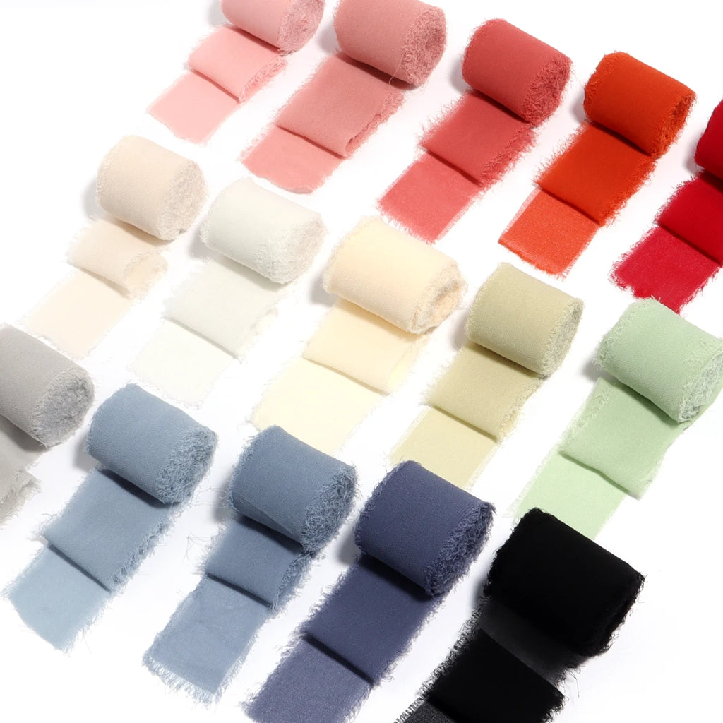 5m Frayed Edge Chiffon Satin Ribbon 4cm – Wedding & Gift DIY Craft Ribbon PLUSH