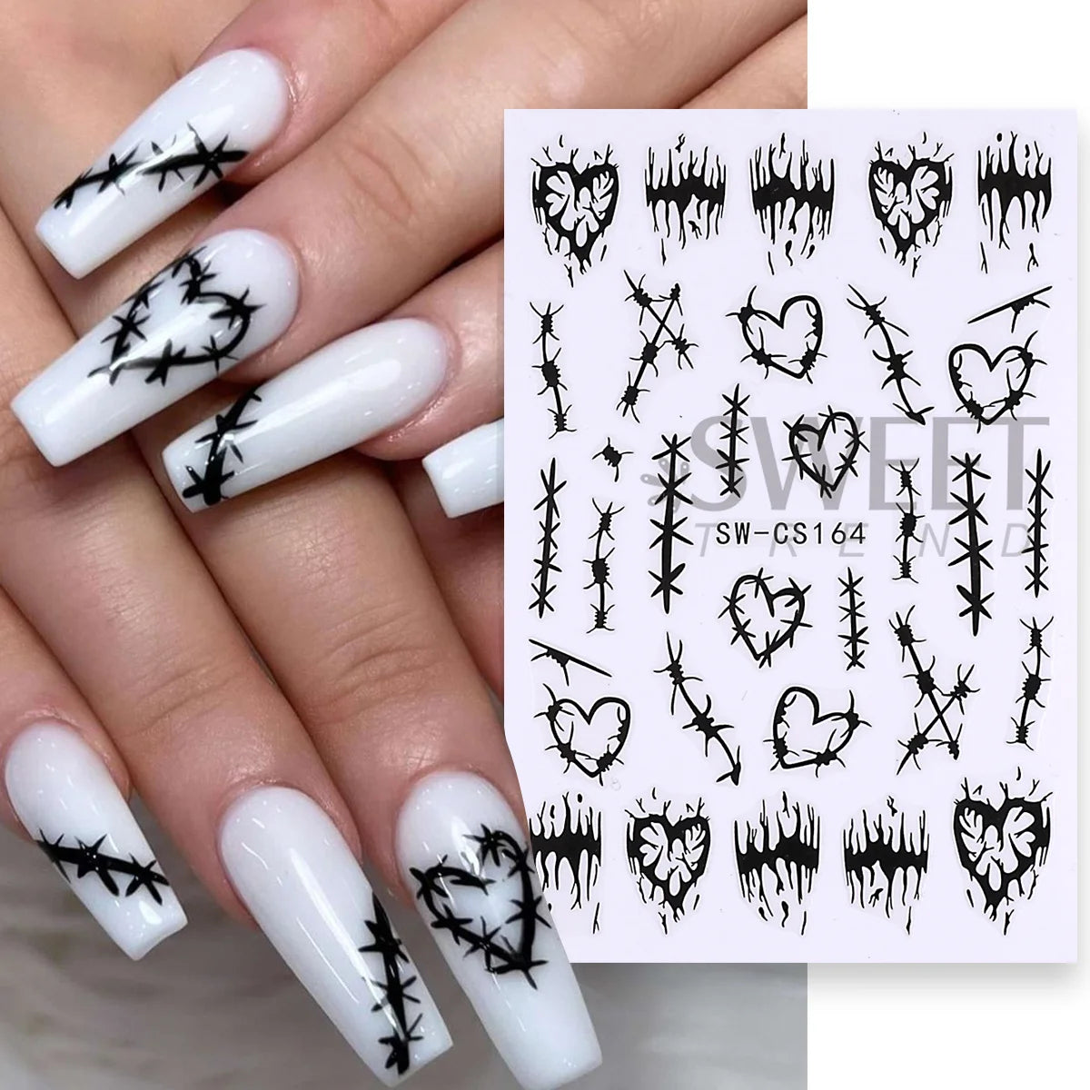 3D Halloween Nail Decals – Skull & Gothic Vine Stickers 2pcs Nail Art Decals PLUSH