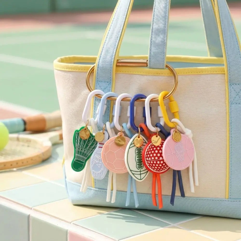 Woven Acrylic Sports Ball Keychain – Golf & Football Charm Keychain Charm PLUSH