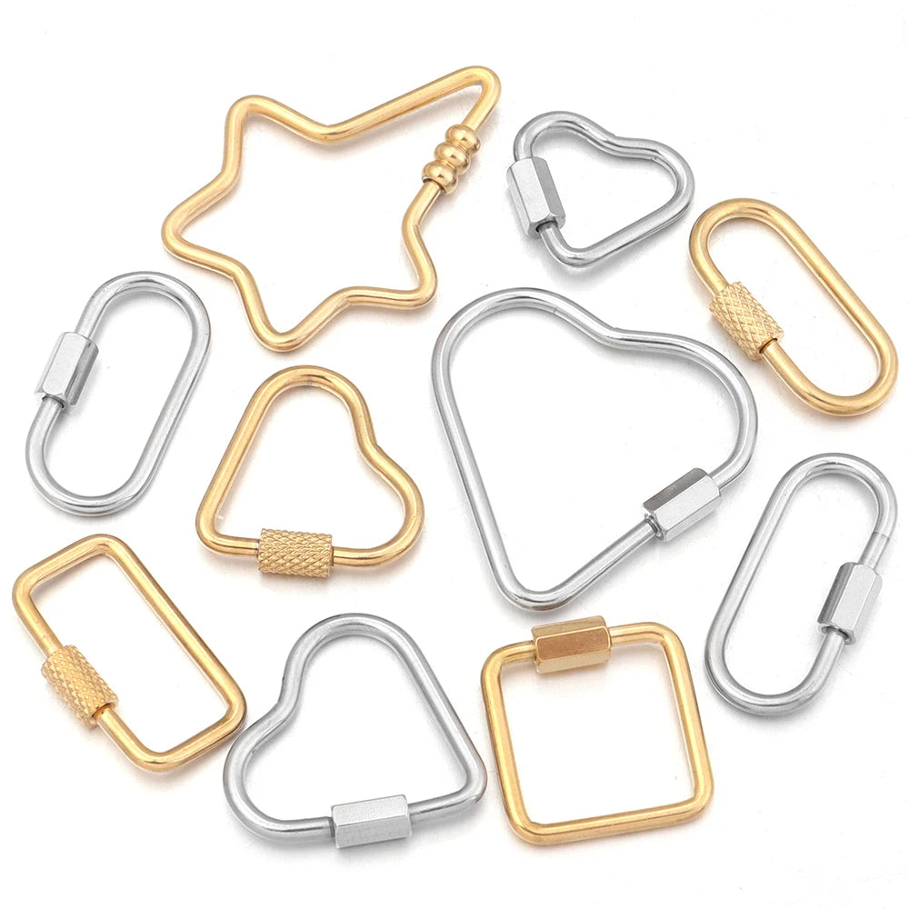 2pcs Stainless Steel Geometric Screw Lock Clasps – DIY Jewelry Jewelry Clasp Connector PLUSH