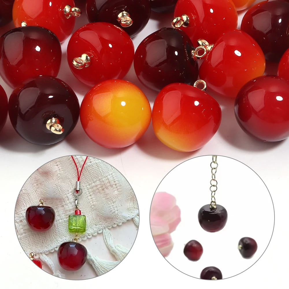 10pcs Cherry Fruit Acrylic Beads 20mm – DIY Jewelry Making Acrylic Craft Beads PLUSH