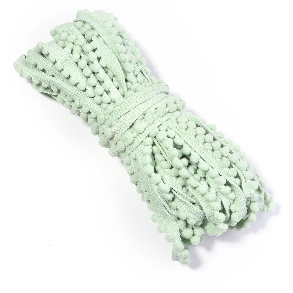 10 Yards Puffy Ball Lace Trim Ribbon – DIY Tassel Braided Rope Craft Trim Ribbon PLUSH lake green